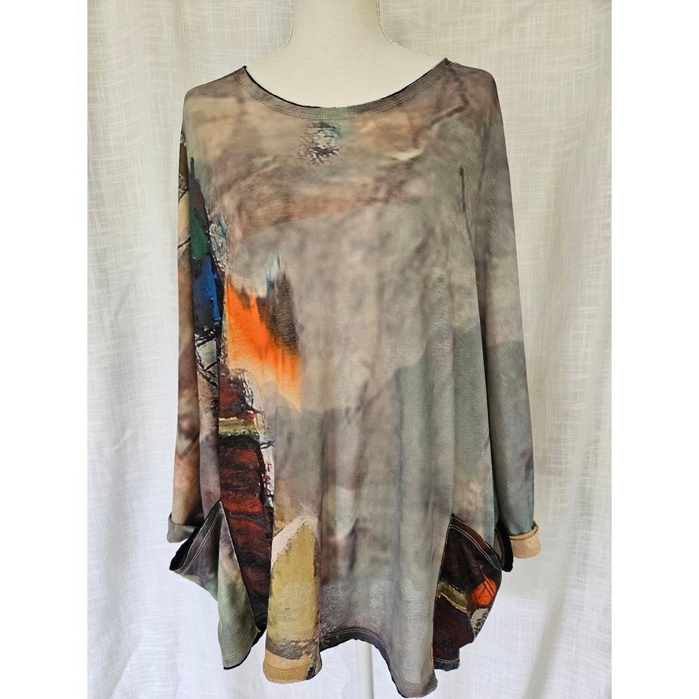 3 Potato Abstract Art Print‎ Tunic Women OS Multi Color Oversized Art to Wear